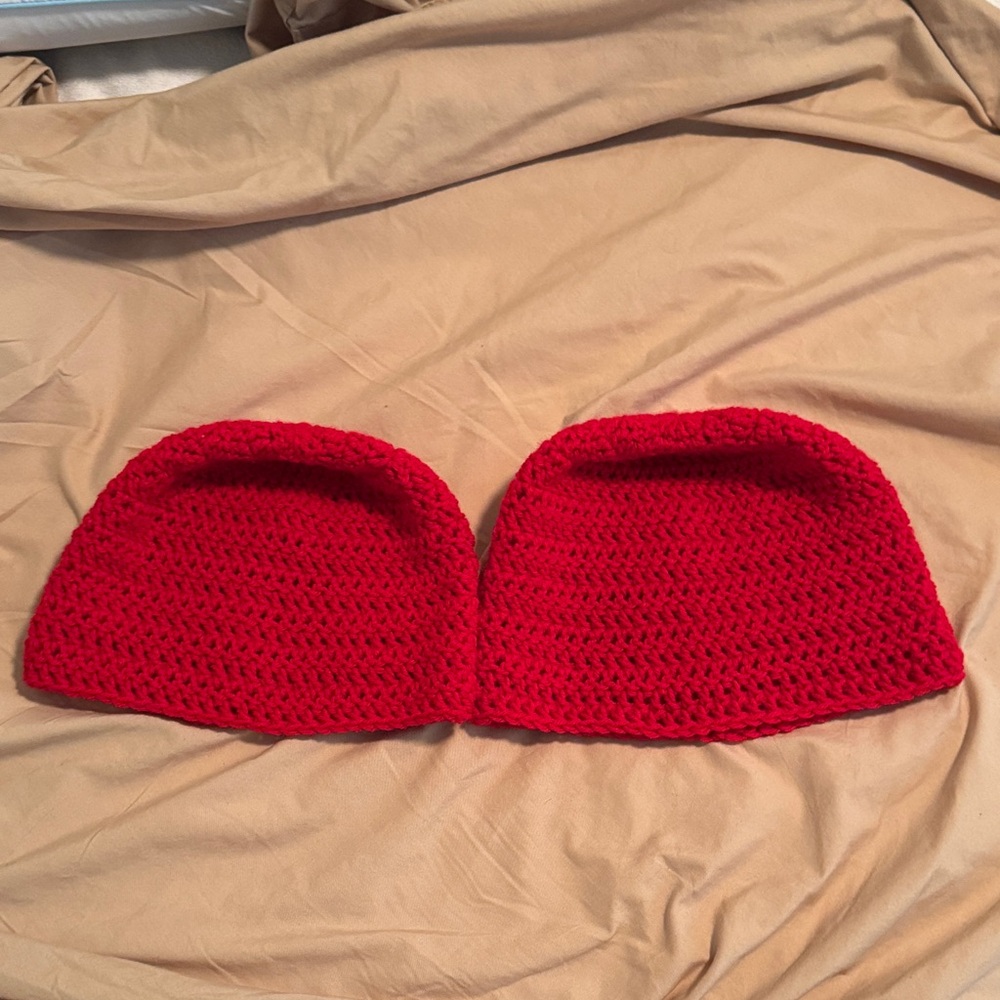 1 NEW Adult Handmade Red Crochet Beanie